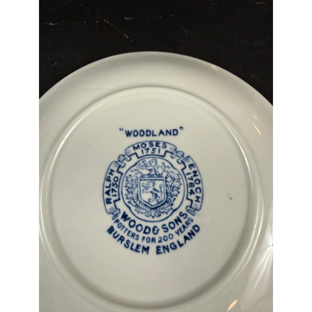 VTG Wood & Sons Woodland Blue and White Porcelain Coaster 4 3/8in - Picture 4 of 5
